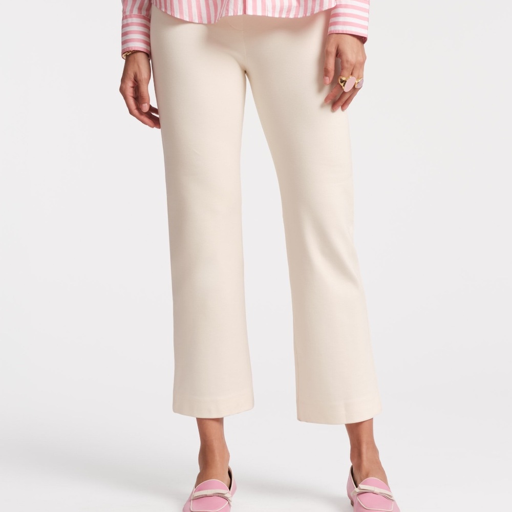 Frances Valentine Cream Cropped Wide-Leg Pants